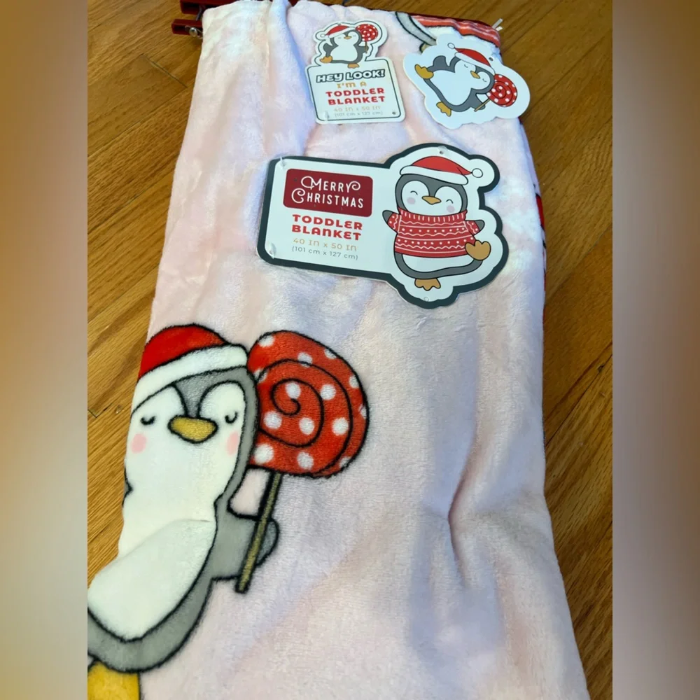 Pink Penguin soft blanket